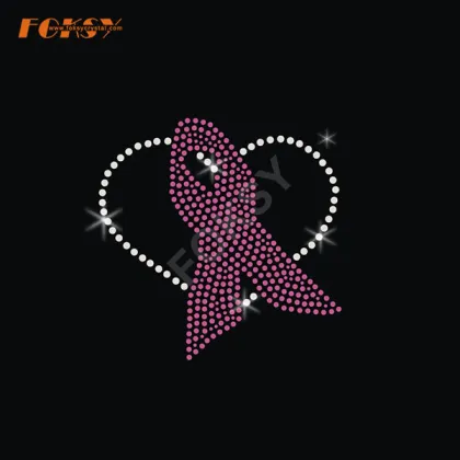 Believe Pink Ribbon Iron on Rhinestone Motif