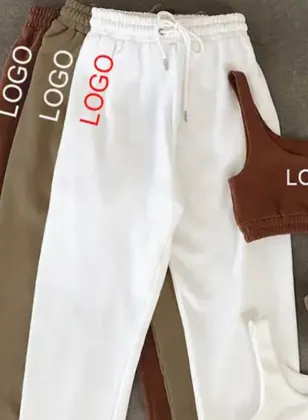 Women's slim fitting cotton fitness printed sports pants