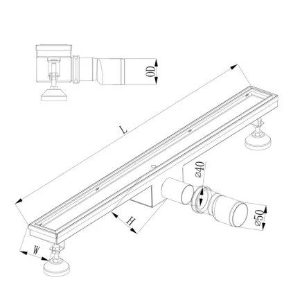 Doporro Linear Shower Floor Drain with Tempered Glass Insert