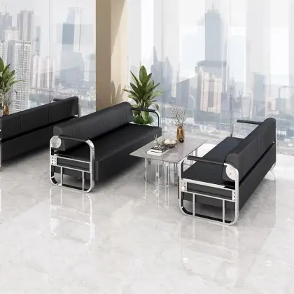 Gold Wood Frame Leather Double Seats for Public Hospitals and Airports