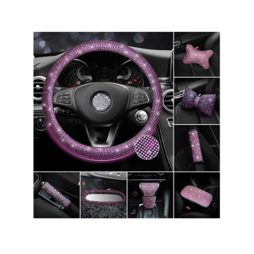 Custom Color Diamond-Encrusted Car Accessories: Including Bling Bling Shoulder Cover and Steering Wheel Decorations