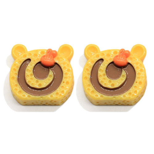 Simulation Cartoon Cake Roll Flat Back Resin Cabochon Kawaii Food Scrapbook Craft DIY Hair Accessories Phone Decor