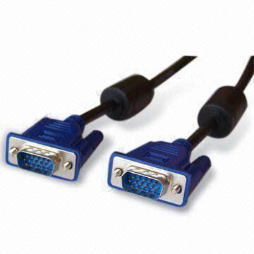 Black Nickel HDB 15P VGA Male to HDB 15P VGA Male Cable with 6.5mm Outer Diameter, Ferrite Standard