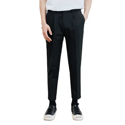 Men's Nine-Point Velvet Trousers - Business Casual Solid Color Pants