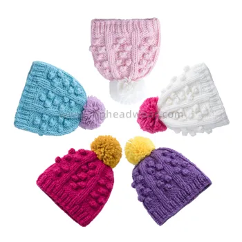 Hand Knit Winter Warm Acrylic Pom Pom Beanie