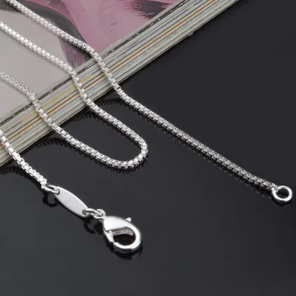 Mens Sterling Silver Box Chain Necklace 925 Silver Plating