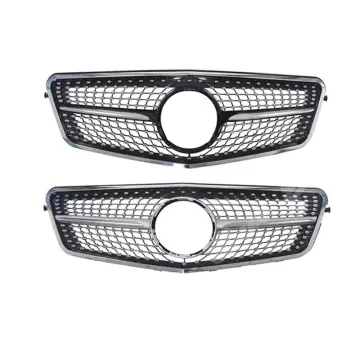 Front Radiator Grill Diamond Grille for Mercedes Benz E Class W212 2009-2012 Black/Silver