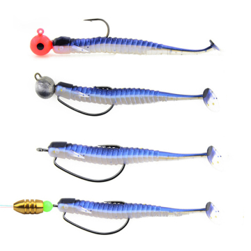 6-8 Pcs/Bag T-Tail Fishing Soft Worm Lures 5cm/7.5cm Soft Plastic Lures