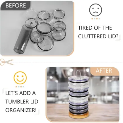 Space-Saving Bamboo Pantry Cabinet and Tumbler Cup Lid Organizer