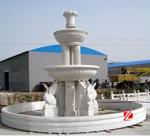 Marble water fountain with birds