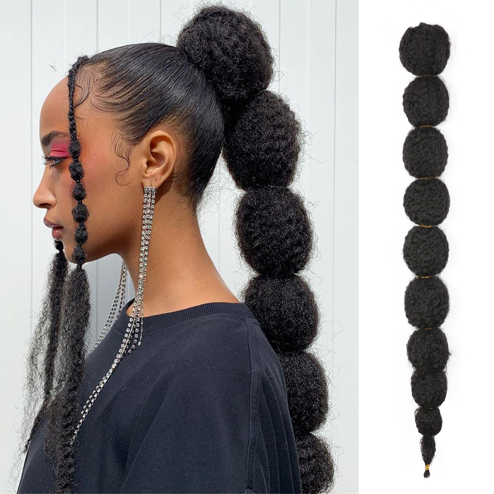 Alileader de haute qualité 22 pouces à crampons Afro Lantern Bubble Ponytail 105g Synthétique Hair Curly Straight Clip dans l'extension de cheveux