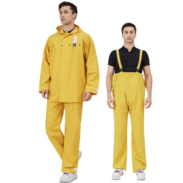 Customized Polyester PVC Labor Protection and Environmental Raincoat Suit - Yellow Outdoor Rainproof Ensemble