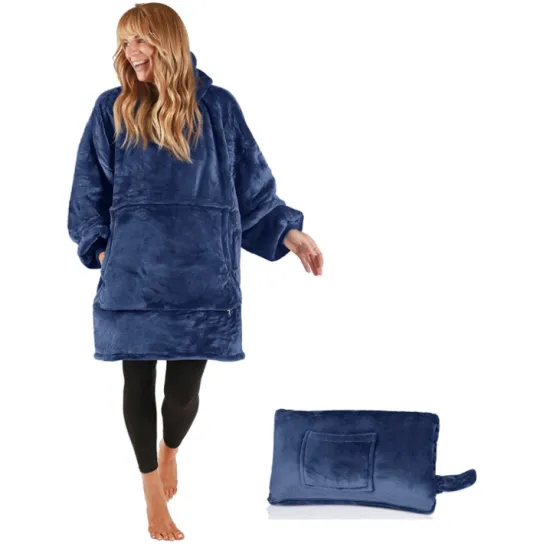 High Quality giant pocket design oversized sherpa sweatshirt wearable  blankets hoodie robe blanket