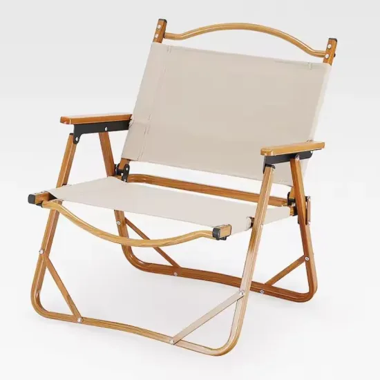 Custom Outdoor Wood Grain Metal Frame Folding Wholesale Beach Camping Chair