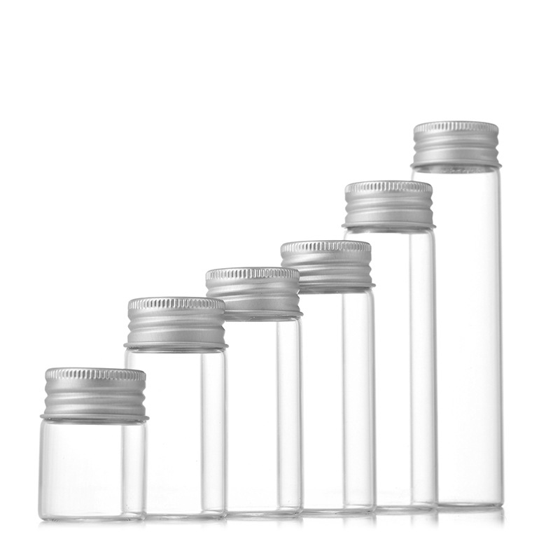 Glass storage vial bottle with aluminium screw cap