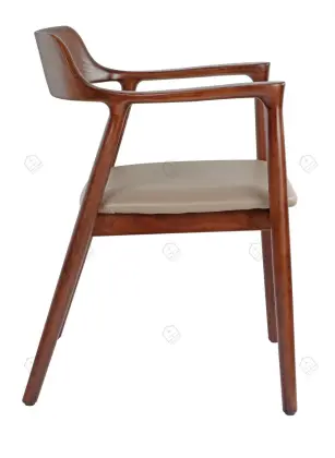 Design grey leather cushion solid wood chairs