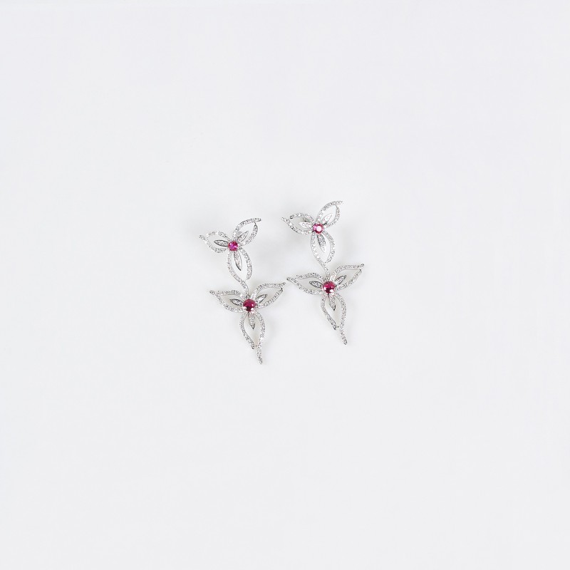 Openwork Floral Vine CZ Bridal Necklace Earring Set