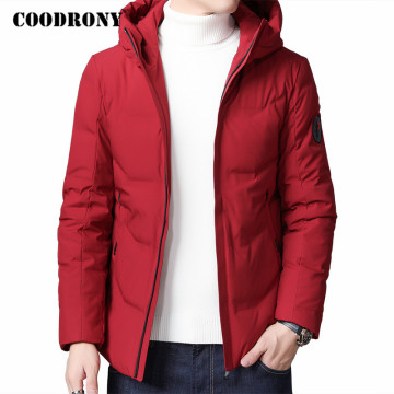 COODRONY Brand Men's Winter Jacket Hooded Coat Men Fashion Casual Soft Parka Pure Color Thick Warm White Duck Down Jackets C8040