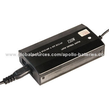 120W Universal Laptop Adapter with 12-24V DC Output and 5V/1A USB Output, LCD Screen on the DC Cable