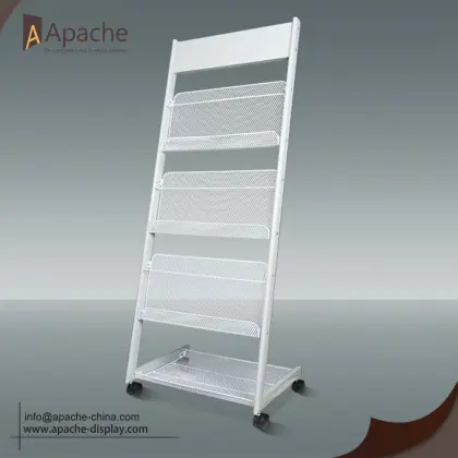 Newspapers Magazines Display Rack With Wheel