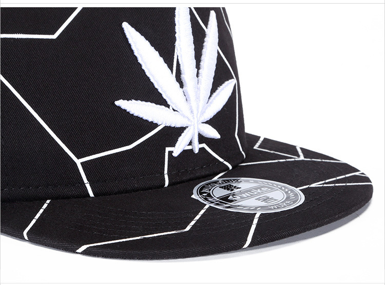 Hip-hop hat black leaf embroidered baseball cap (8)