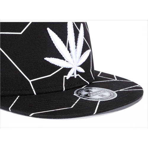 Hip hop şapka siyah yaprak işlemeli beyzbol şapkası