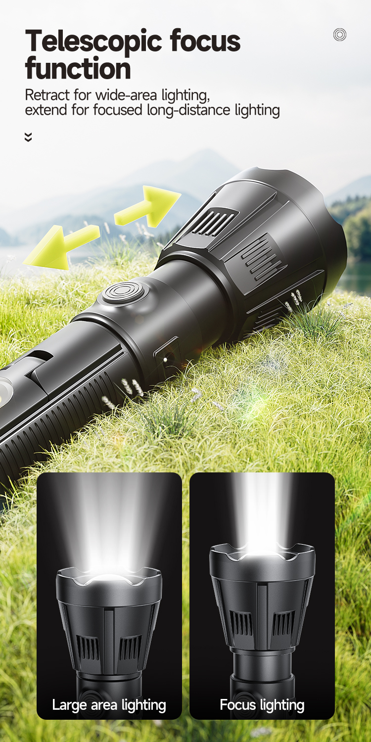 03-9192A-LED Super Bright Solar Charging Rechargeable Tactical Flashlight Torch