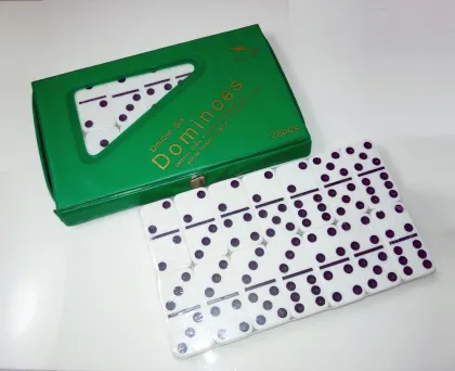 white domino game set, white domino double six in urea material