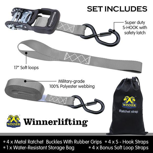 1.5 Inch S Hook Ratchet Straps