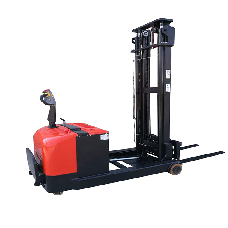 2 Ton Electric Reach Stacker with Pallet Fork Lift Truck - Full Electric Stand-Up Stacker