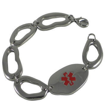 Stainless Steel Alert Medical ID Bracelet, Lobster Claw Clasp Closure