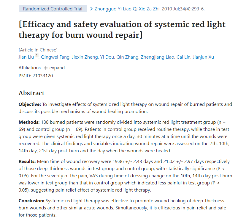 red light therapy and burn wound healing