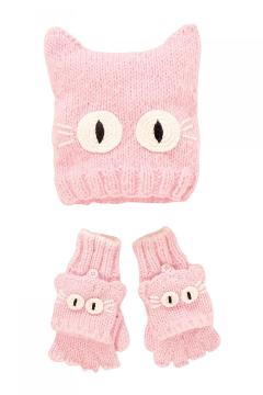 Cat Beanie Hat and Mitten