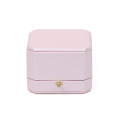 Caixa de embalagem de jóias de papelão rosa de couro para anel