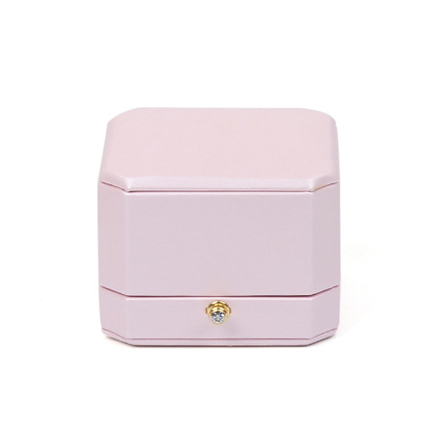 Leather Pink Cardboard Jewelry Packaging Box for Ring