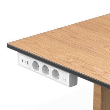 New Design Aluminum Alloy EU Power Outlet 65W 2 USB C USB A Hanging On Desk Power Strip Socket
