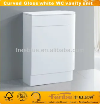 Curved white back to wall vanity unit