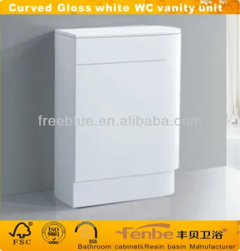 Curved white back to wall vanity unit