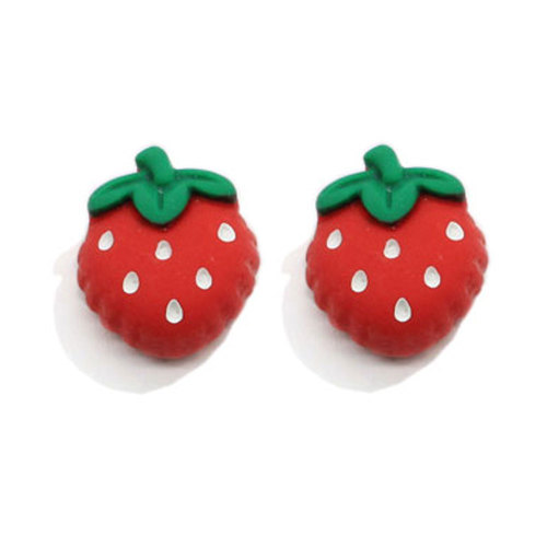 Perles de résine de Cabochon à dos plat en résine de fraise colorée mignonne pour la fabrication de bijoux accessoires breloques en résine de fruits