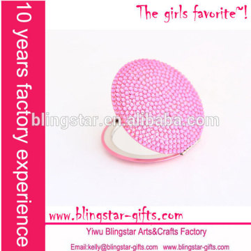hot pink round diamond makeup mirror