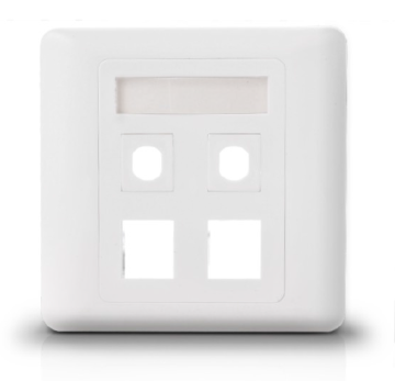 four port 86 type White Color 86 X 86mm network face plate for RJ45 cat5e/cat6 internal outlet