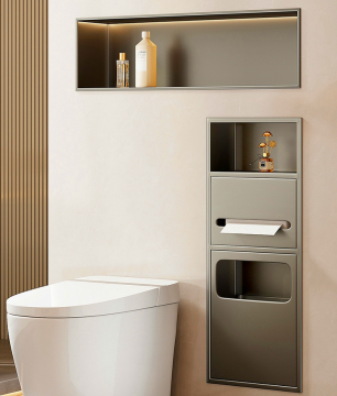 Custom Size Matt Black 270*700*135mm Wall Niche Stainless Steel 304 Wall-Mounted Organizer Cabinet