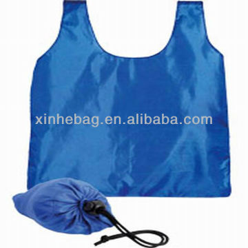 Nylon / polyester foldable bag/vest drawstring shopping bag