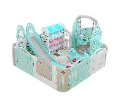 Updated Luxury Safety Plastic Playground: Indoor Playyards, Fences, Kids Baby Playpens with Swing and Slide