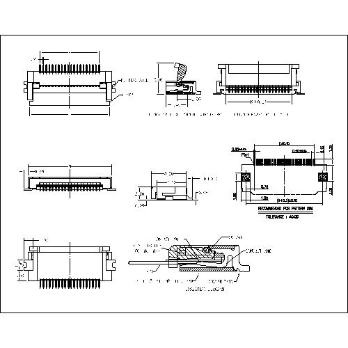 0.5mm FPC,H=2.0 SMT RIGHT ANGLE BOTTOM CONTACT HINGED COVER TYPE(EASY ON) FPC0.5-XXRMXXX4