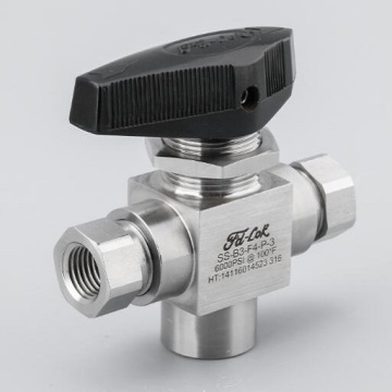 Válvula de bola de bola de una pieza de acero inoxidable B3 TIPO TRIMA WAY 6000PSI SWAGELOK