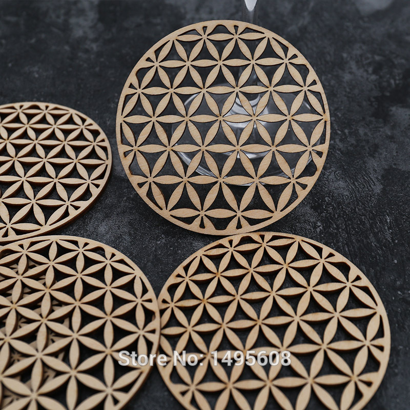 Wooden Coaster Flower Of Life , Wooden Beverage coaster, Drink Holder Wood Gift, Water Harmoniser Spiritual Beermat