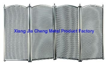 4 Panel Chrome Folding Fireplace Screen
