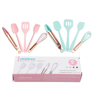 Blue and Gold Silicone Kitchen Utensil Set with Wooden Handles - Hot Selling Cooking Gadgets (10 Pcs)