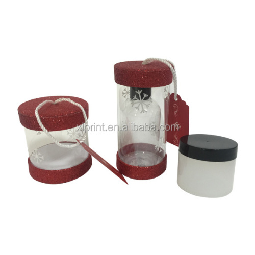 colorful glitter lid transparent cylinder paper tube box